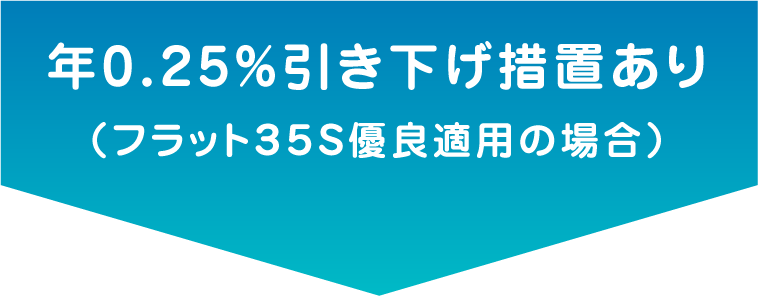 年0.25%引き下げ措置あり（フラット３５S優良適用の場合）